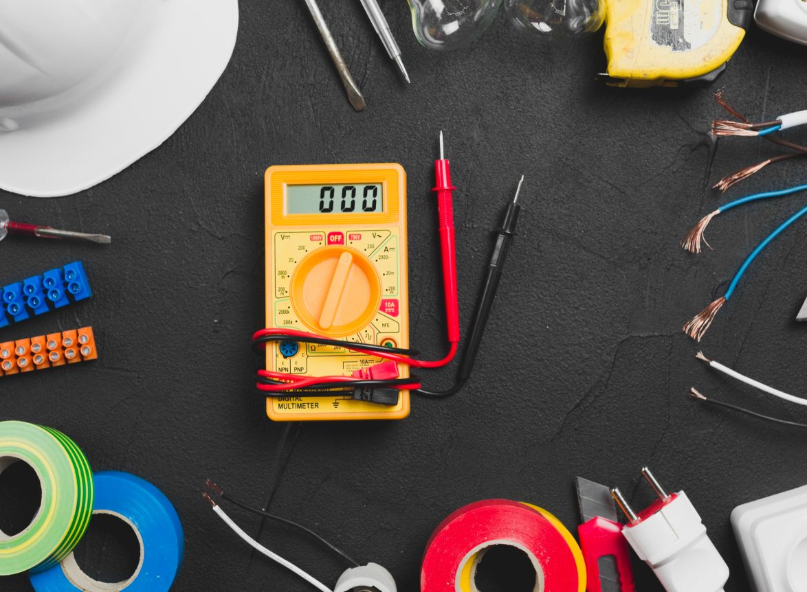 workplace with tools electricity