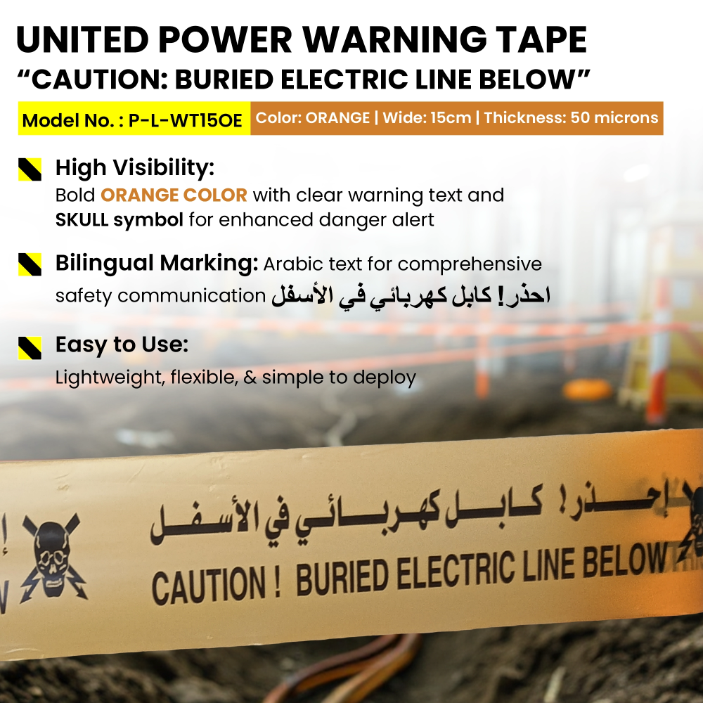 WEB UnitedPower P L WT15OE WarningTape15ORANGE BuriedElectricLineBelow V02