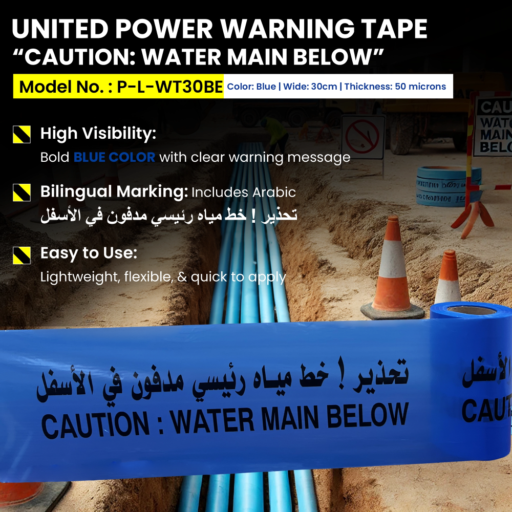 WEB UnitedPower P L WT30BE WarningTape WATER LINE 30CM BLUE V03